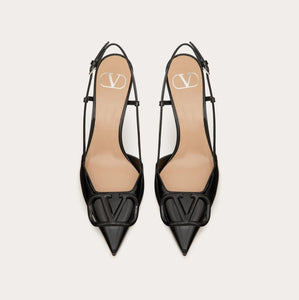 Valentino Black Lace Up Heels