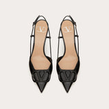 Valentino Black Lace Up Heels