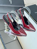 Saint Laurent Opyum Slingback Pumps Red